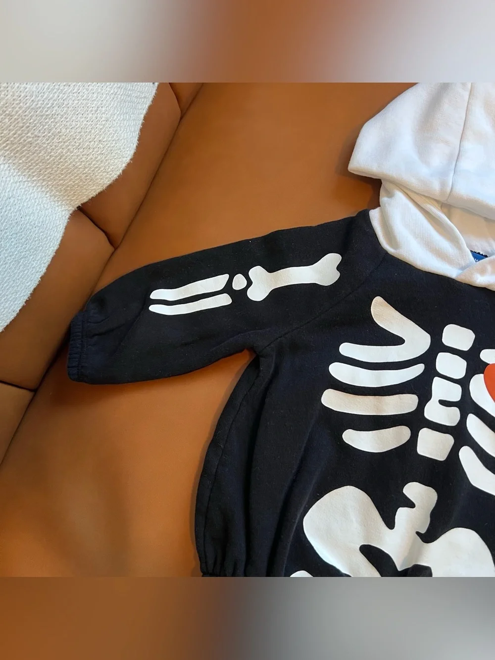 Old Navy Baby Skeleton Hooded Bubble Romper 6-12M Halloween Costume